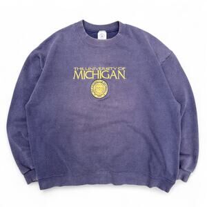 Vintage University Michigan Wolverines Crewneck Sweatshirt L College USA Faded